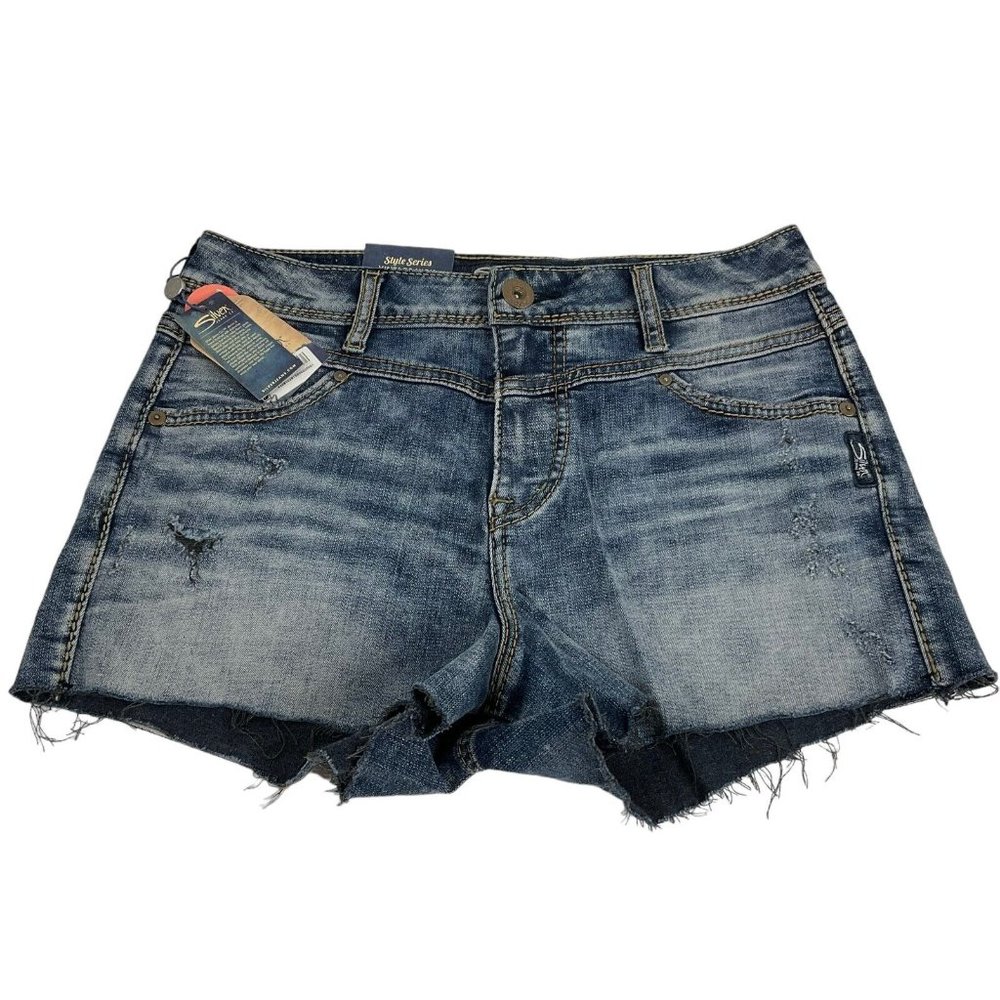Silver Jeans Co Shorts Womens Sz 28 Blue Vintage High Rise Raw Stretch $68 Nwt